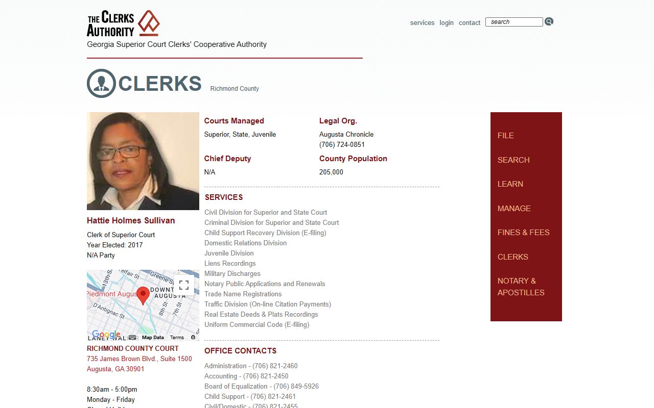 Augusta GSCCCA phone directory listing