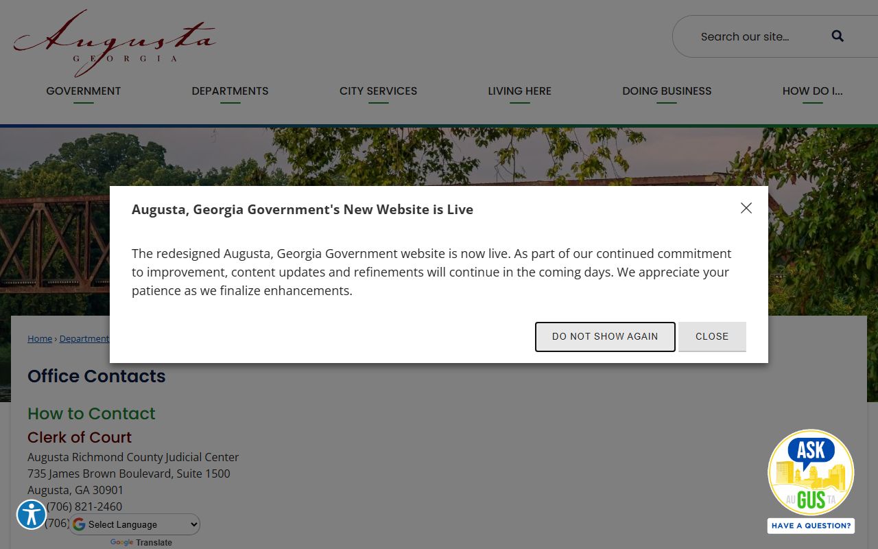 Augusta office contacts phone directory
