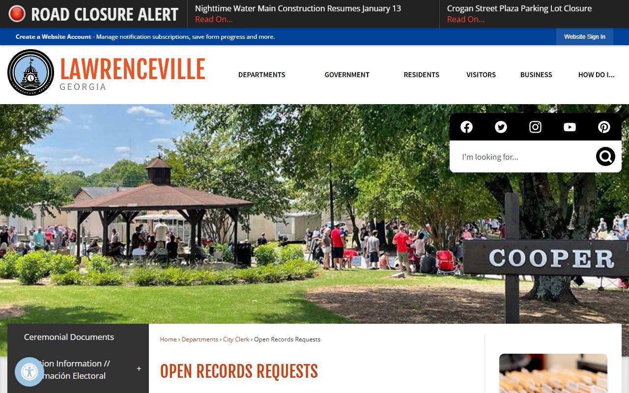 Lawrenceville open records page Georgia phone directory