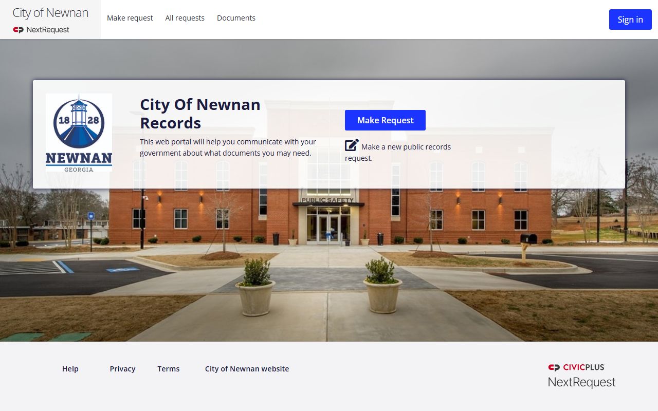 Newnan phone directory NextRequest portal