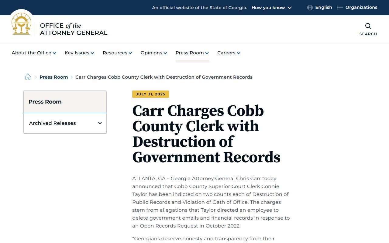 News coverage of Cobb County clerk records case Georgia phone directory