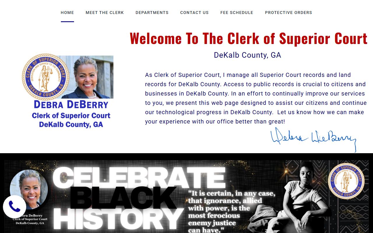 DeKalb County Superior Court Clerk dedicated website Georgia phone directory