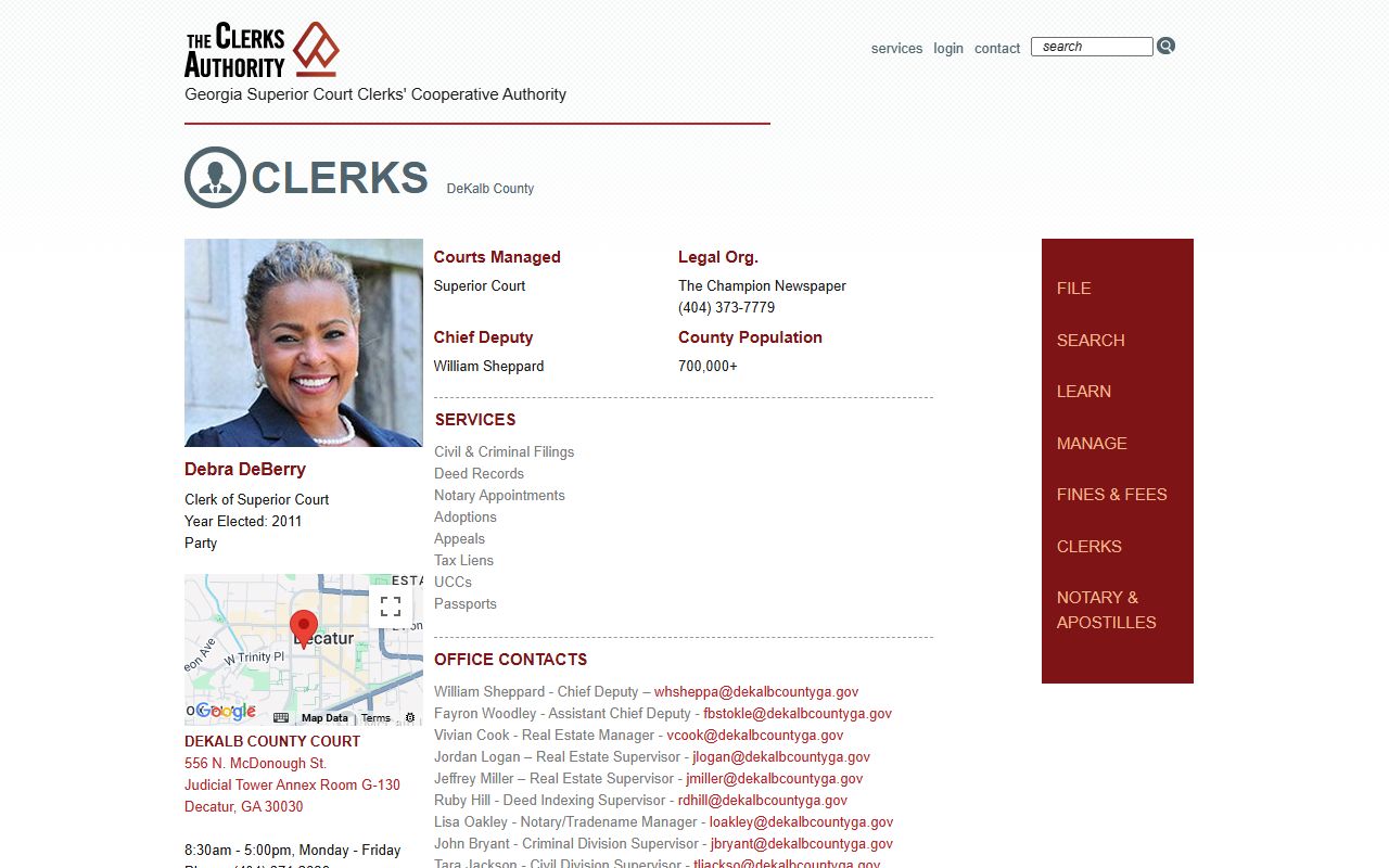 GSCCCA DeKalb County clerk results page Georgia phone directory