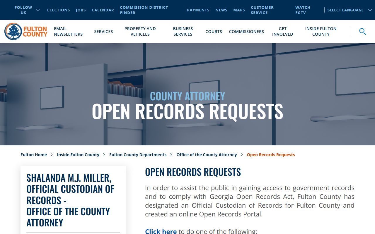Fulton County phone directory open records request page