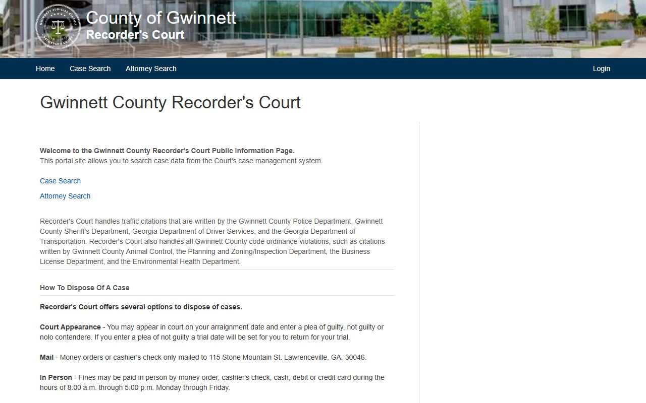 Gwinnett County court portal Georgia phone directory