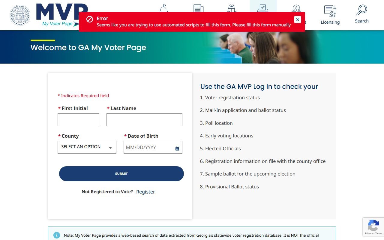 Georgia My Voter Page MVP phone directory search
